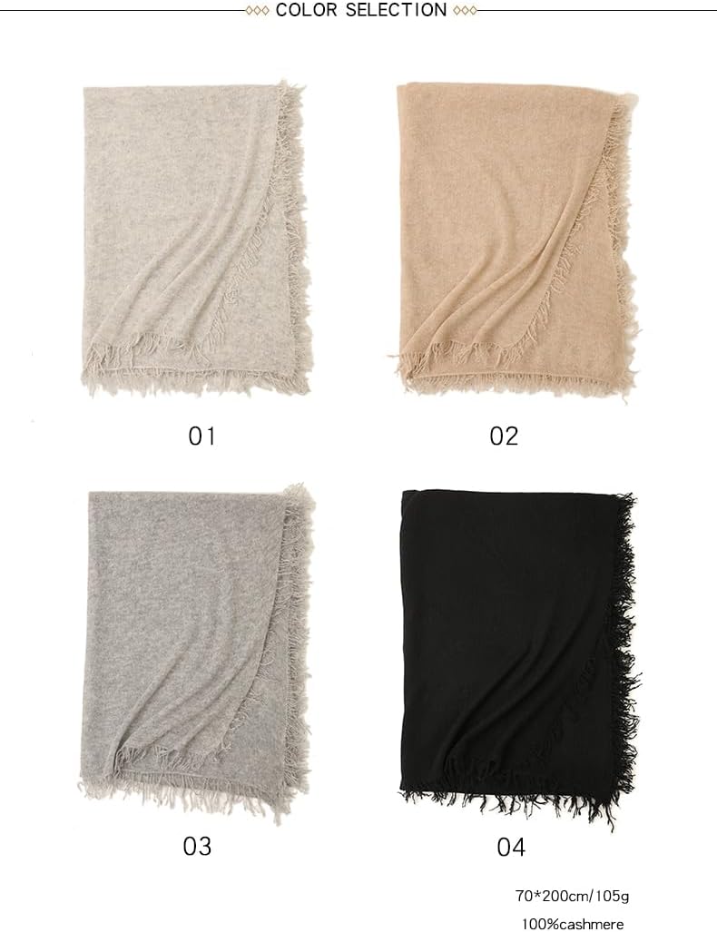 200/70 cm Wolken-Weich flauschig federleicht Damen 100% Kaschmir-Schal Cashmere Umschlagtuch Fransen