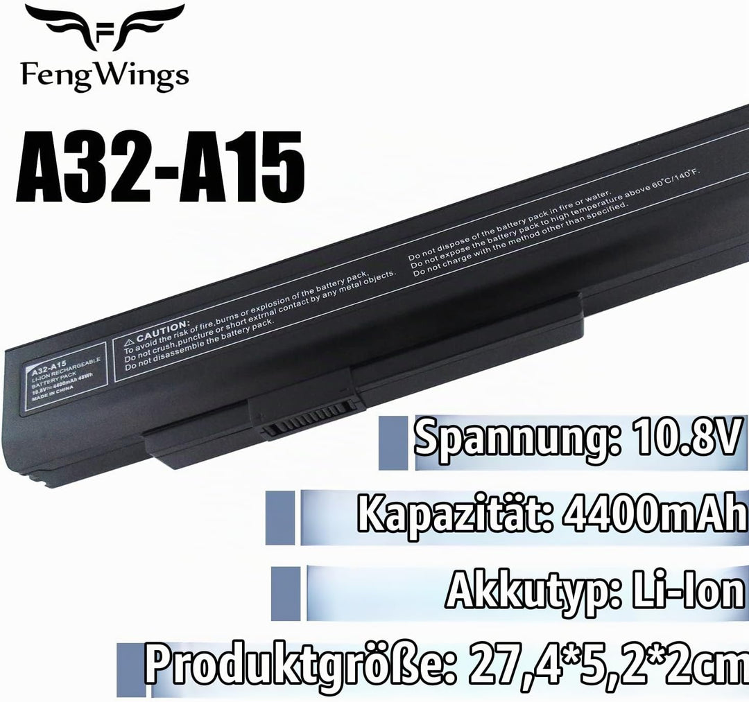 FengWings® A32-A15 akku, Ersetzen Für Medion Akoya A32-A15 AKKU, Medion E6221 | E6222 | E6227 | E623