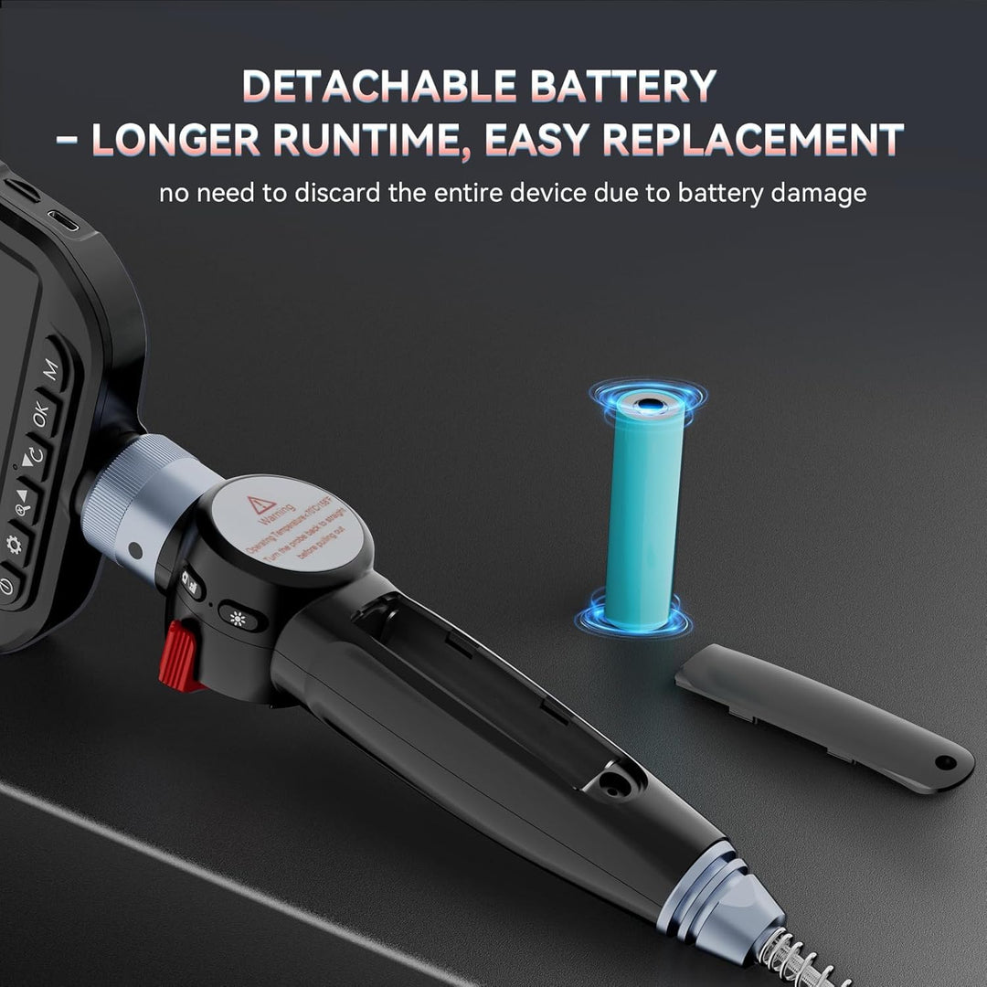 Ralcam Endoskopkamera mit Licht, Endoscope Camera mit 210° beweglichem Kopf, 3.0mm Sonde, 5" HD Bild
