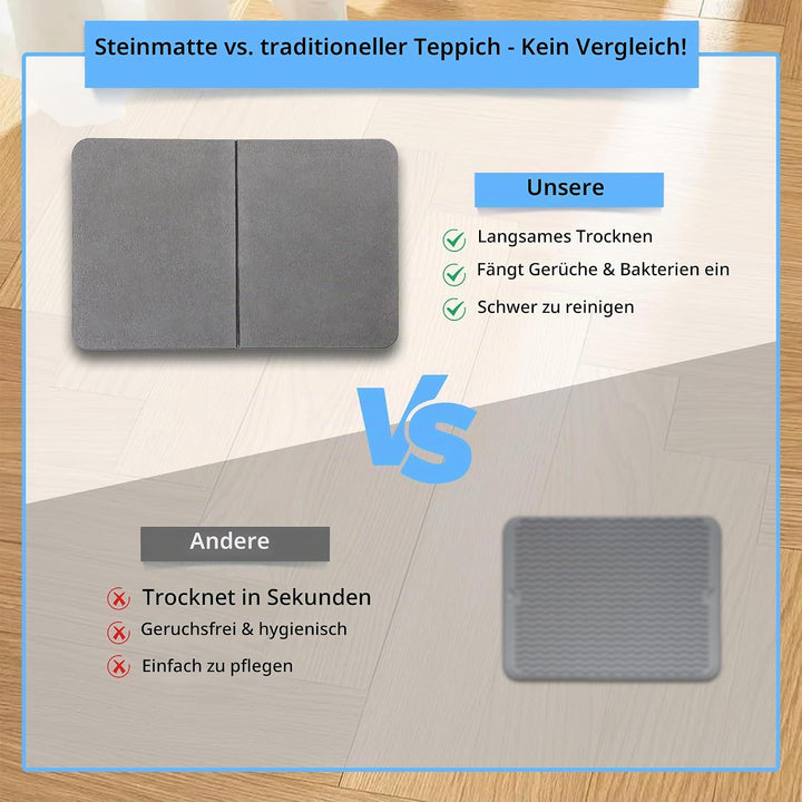 FORESTDREAM Faltbare Kieselgur Duschmatte, rutschfeste Badematte aus Stein, Schnell Trocknende Badez