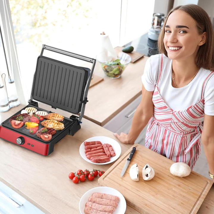 Westinghouse Retro Kontaktgrill mit 180°-Öffnung, Sandwichmaker mit Cool-Touch Griff & Höhenverstell