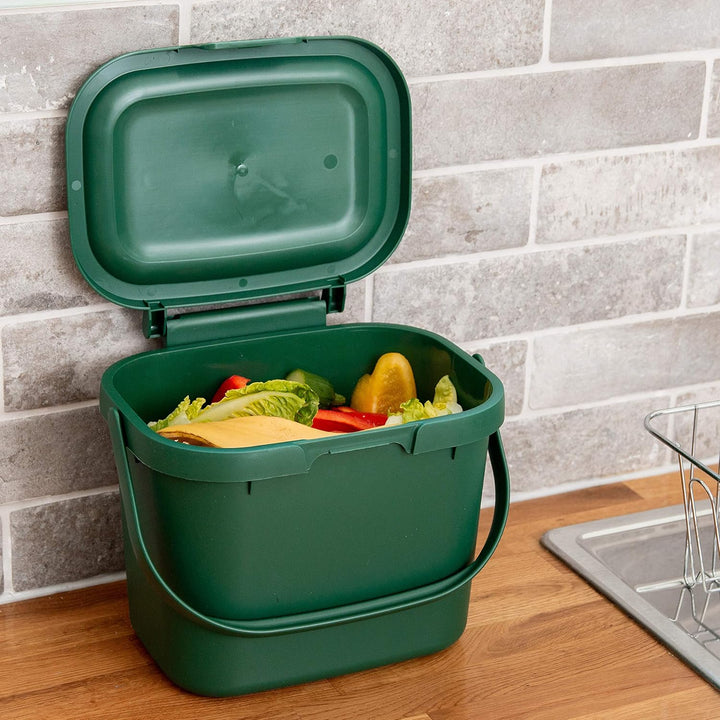 Addis, Komposteimer für Lebensmittelabfälle für die Küche, Plastik, dunkelgrün, Compost Caddy Compos