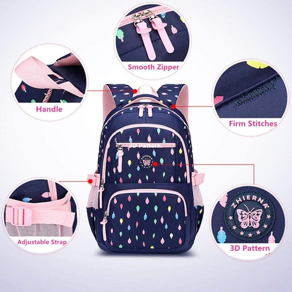 Schulrucksack Rucksack Mädchen, Schultaschen 3 Teile Set Schulranzen mit Lunch-Taschen Federmäppchen