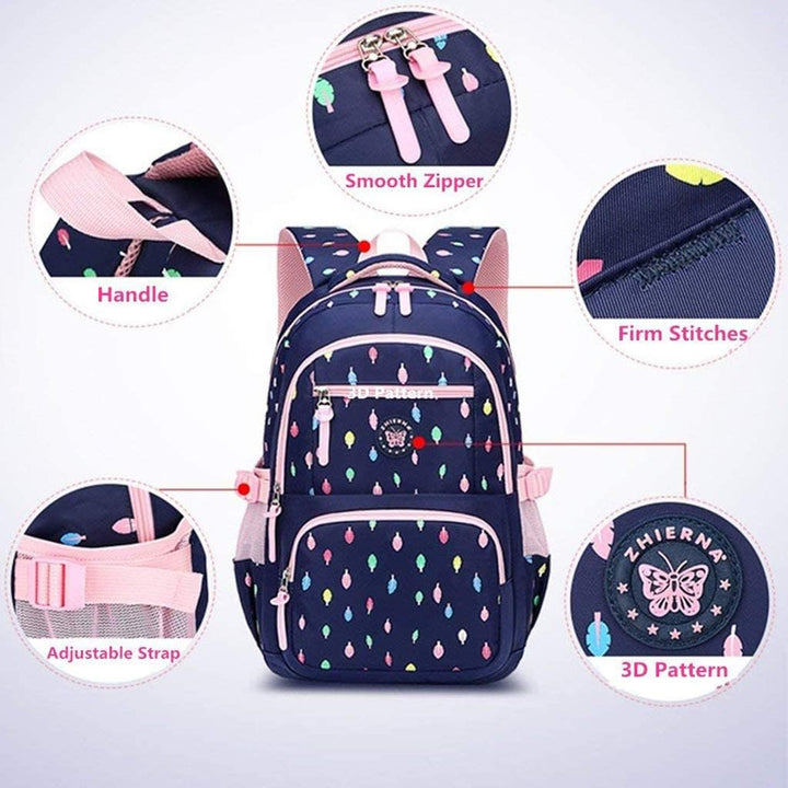 Schulrucksack Rucksack Mädchen, Schultaschen 3 Teile Set Schulranzen mit Lunch-Taschen Federmäppchen
