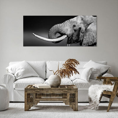 Wandbilder Dekoration Wohnzimmer Elefant Stosszahn Natur Panorama Bilder auf Leinwand 120x50cm Leinw