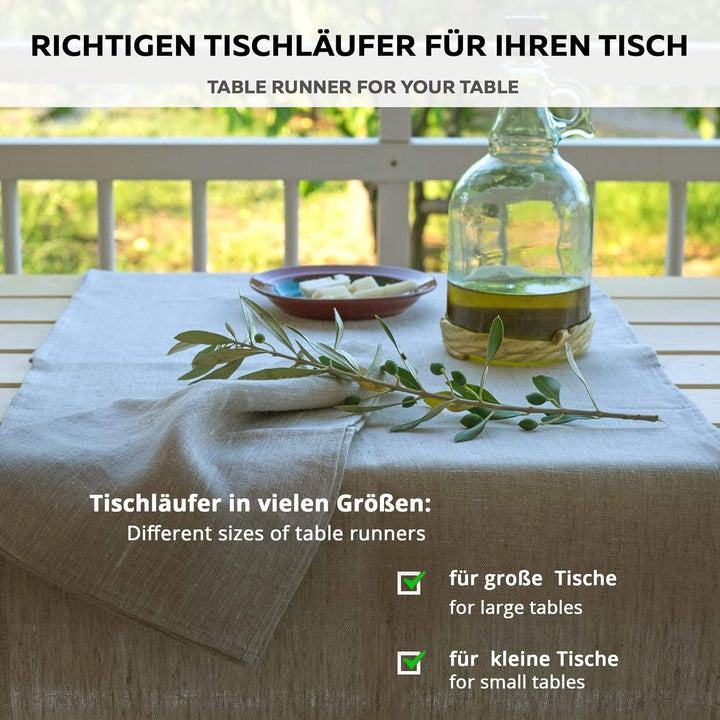 Leinen Tischläufer | Tischband Reinleinen | Tischtuch 100% Leinen LANDHAUSSTIL & RUSTIK 45 x 230 cm