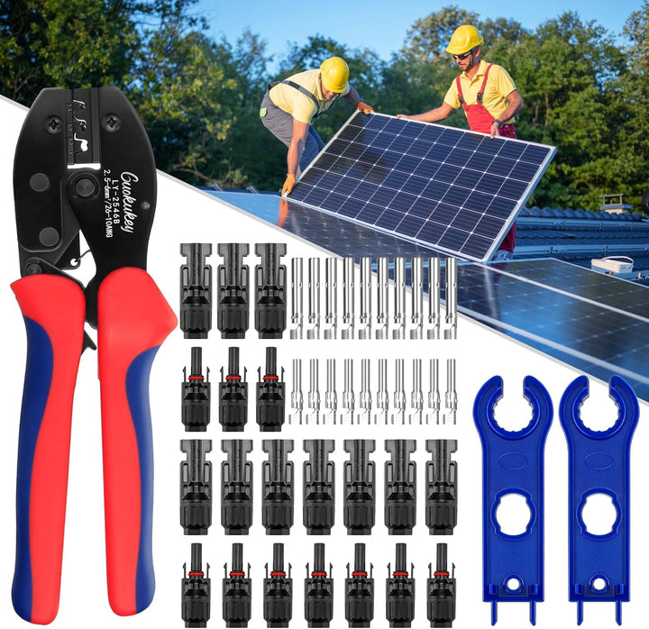 Solar Crimpzange Werkzeug Set für 2.5/4/6mm² PV Kabel,10 Paar Kabelstecker, 10 Paar Männlich/Weiblic