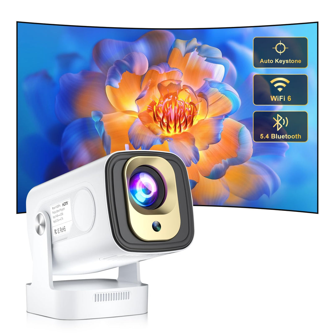 Mini Beamer Salange,8K Unterstützung 1080P Autofokus Projektor,Projektor Tragbarer mit WiFi 6 und Bl