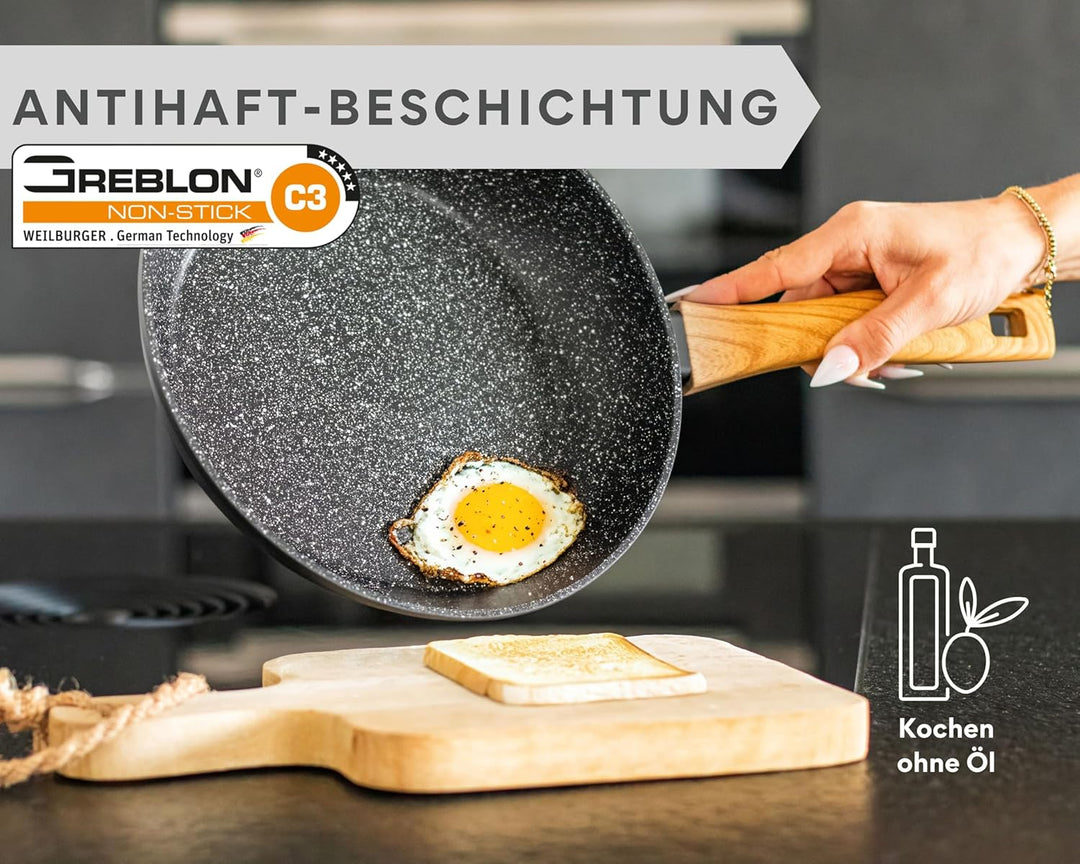 DIVORY Bratpfanne 28cm Induktion – Antihaft Beschichtete grosse Universalpfanne für alle Herdarten -