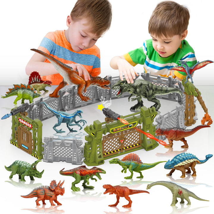 Oriate Dinosaurier Catch n Run Kampfspielset, inklusive Big Trex & Carnotaurus 12 Miniatur-Dino-Figu