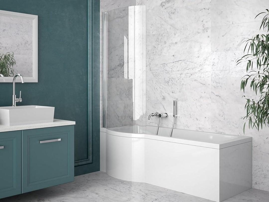 ECOLAM Duschbadewanne Inspiro 170x70 cm + Schürze LINKS I Set Badewanne + Badewannenabtrennung I Dus