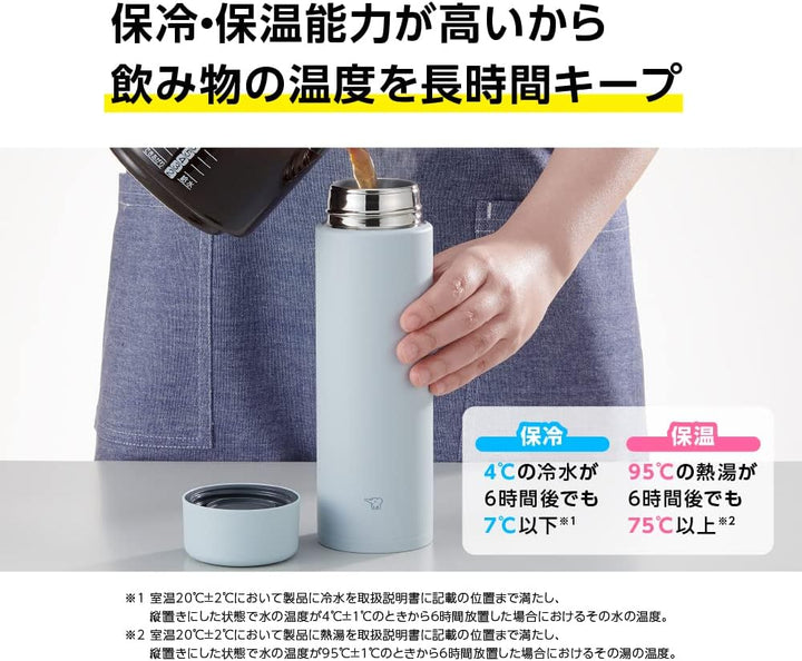 Zojirushi SM-GA72-HL Wasserflasche, Schraube, Edelstahlbecher, nahtlos, direktes Trinken, 720 ml, ei