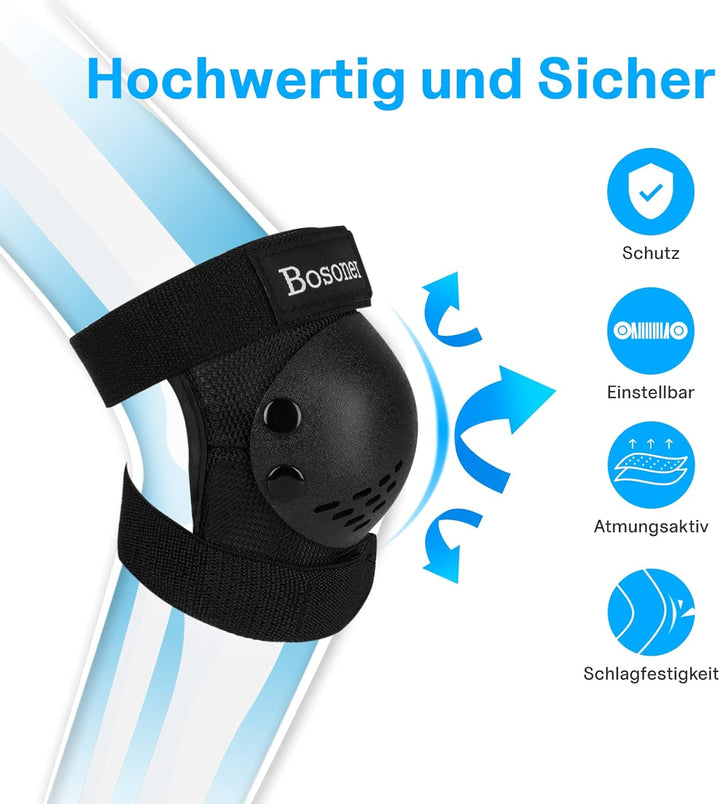 BOSONER Knieschoner Kinder Schoner Inliner Protektoren 6er Set Schützer Inliner Inline Skates Knie U