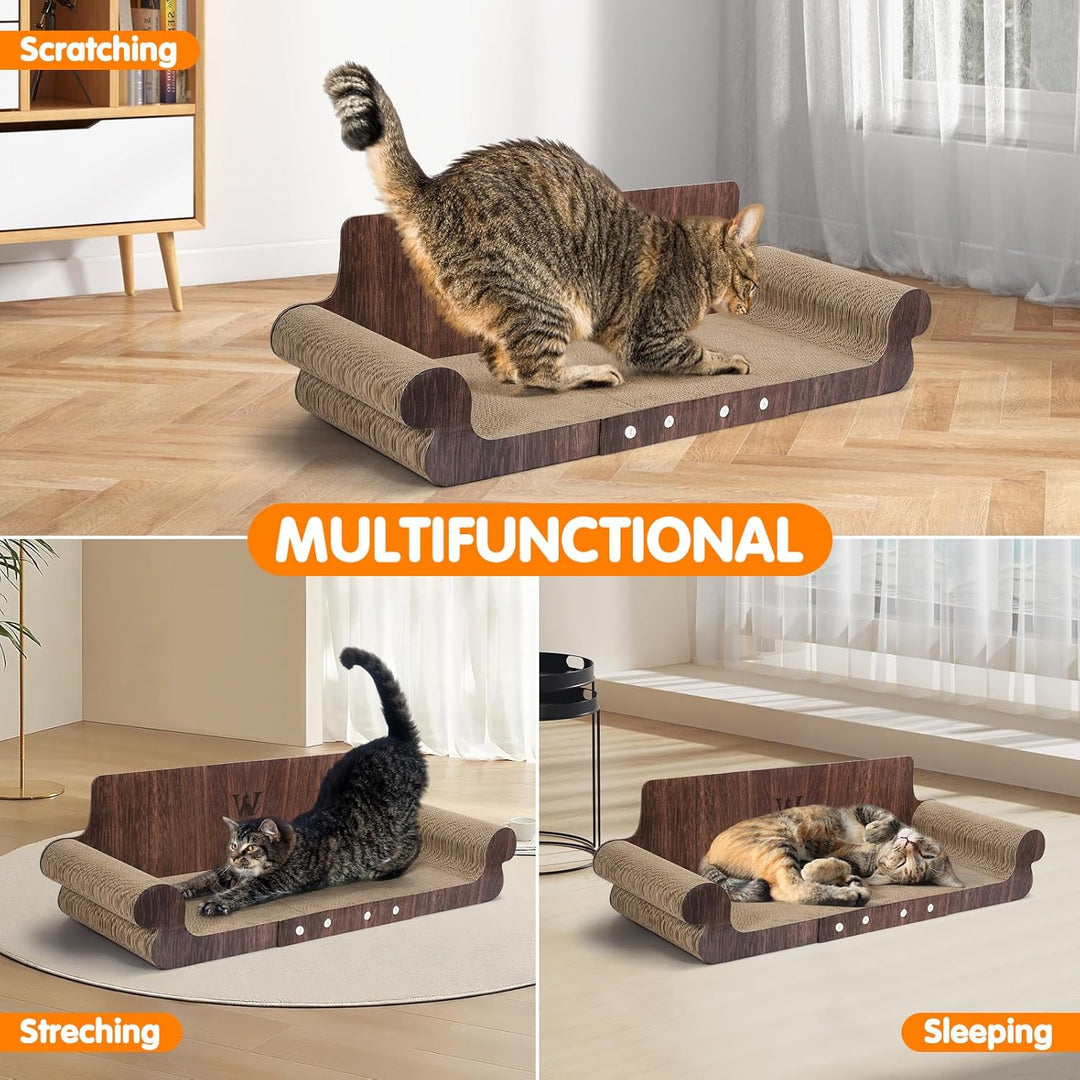 Kratzpappe für Katzen, 82CM langlebiges Kratzbrett und Filz, grosse Liege, Recycelbares Katzenkratzb