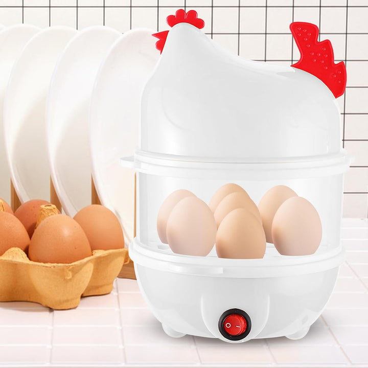 Eierkocher, mit 2 Einsätzen, Grosser Hühner-Design Eierkocher Für Frühstück Mittagessen Abendessen K