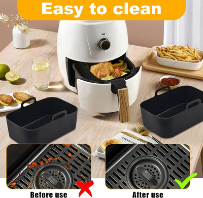 Pipihome Silikontopf für Ninjas Dual Air Fryer, 2PCS Silikon Air Fryer Liner Double Air Fryer Siliko