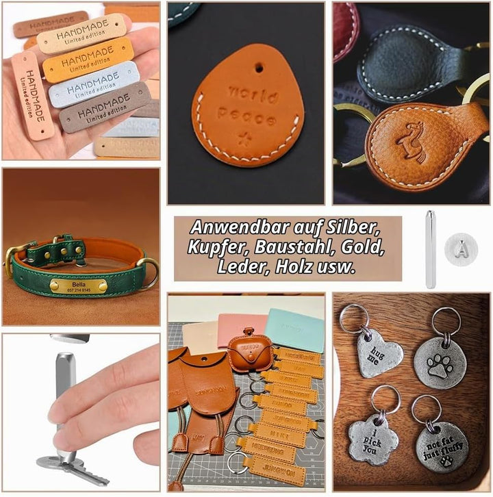 BENECREAT 36 Pack 3mm Alphabet und arabische Ziffern Briefmarken, Metall Stempel Stempel Werkzeugkas