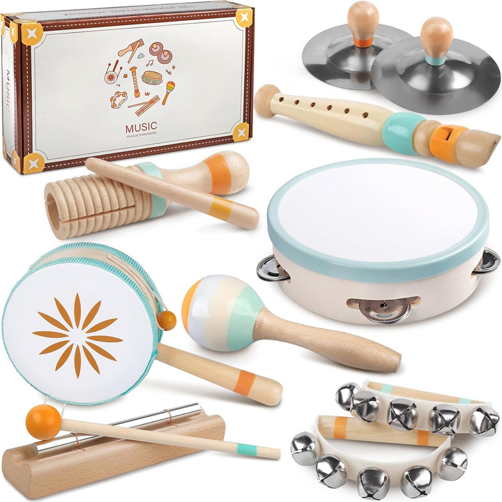 Baby-Musikinstrumente – Montessori-Musikspielzeug für Kleinkinder, Schlaginstrumentenset aus Holz, M