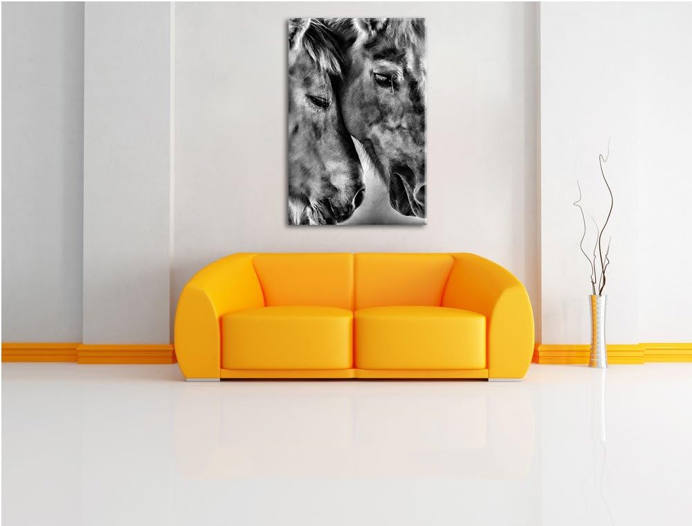 Pixxprint Zwei liebevolle Pferde / 100x70cm Leinwandbild bespannt auf Holzrahmen/Wandbild Kunstdruck