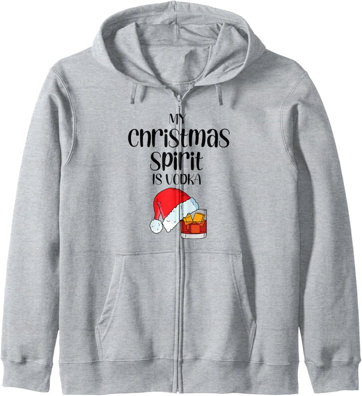 Lustiges Weihnachtszitat mit Aufschrift "My Christmas Spirit is vodka" Kapuzenjacke