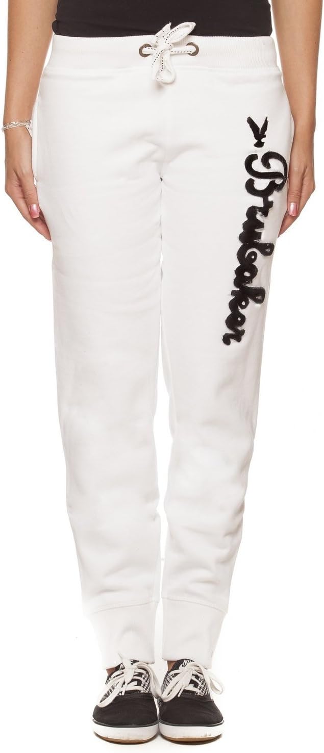 BRUBAKER N.Y. Eagle American Style Damen Fitness Workout Hose Jogginghose 6 Farben Gr. S-XL L Weiss,