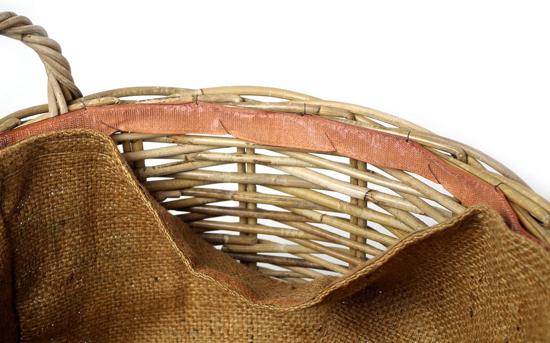 Kobolo Holztrage Holzkorb für Kaminholz Kaminholzkorb - rund, grau - Rattan - 2er Set