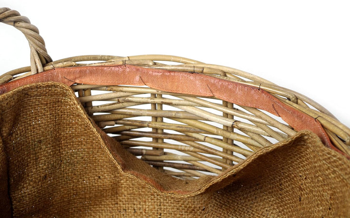Kobolo Holztrage Holzkorb für Kaminholz Kaminholzkorb - rund, grau - Rattan - 2er Set