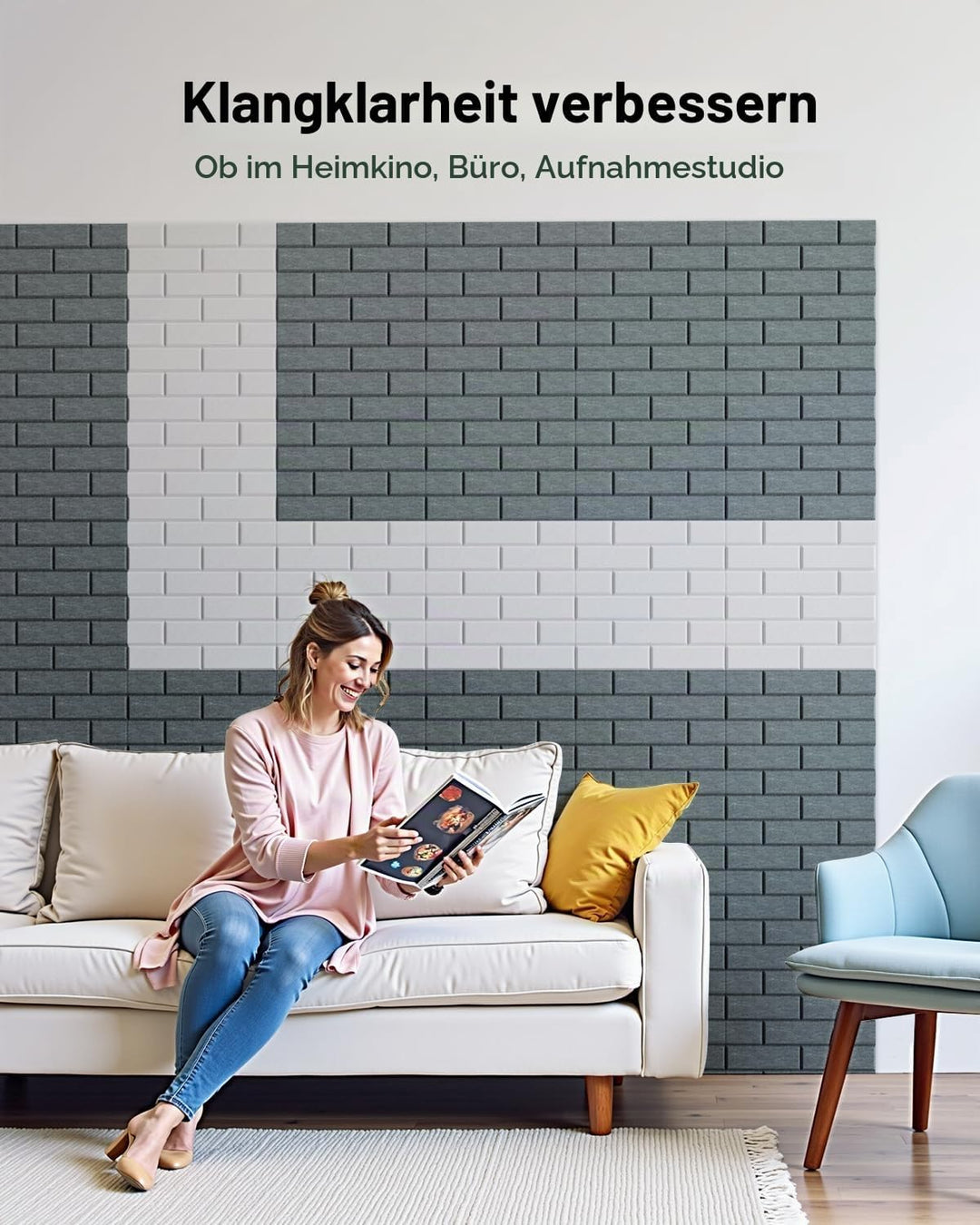 Soundsbay Akustikplatten selbstklebend 18 Stück, Schalldämmung Schallschutz Wand hoher Dichte Ziegel