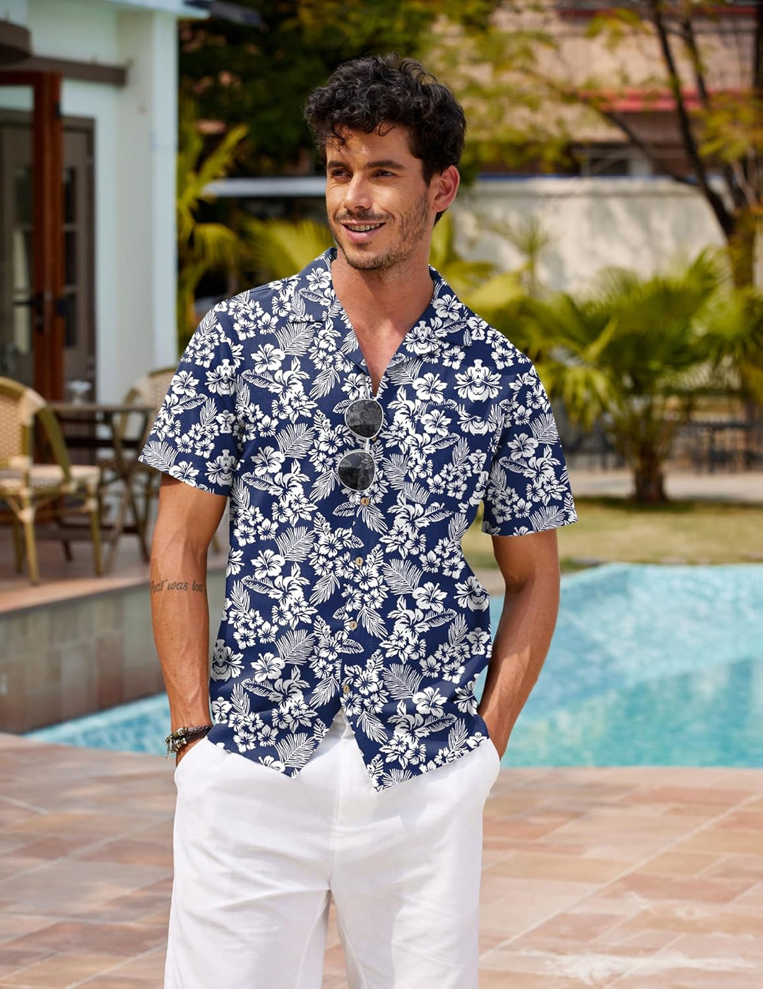 COOFANDY Leinenhemd Herren Hemd Sommer Kurzarm Herrenhemd Freizeit Sommer Hemden Einfarbig Basic Bea