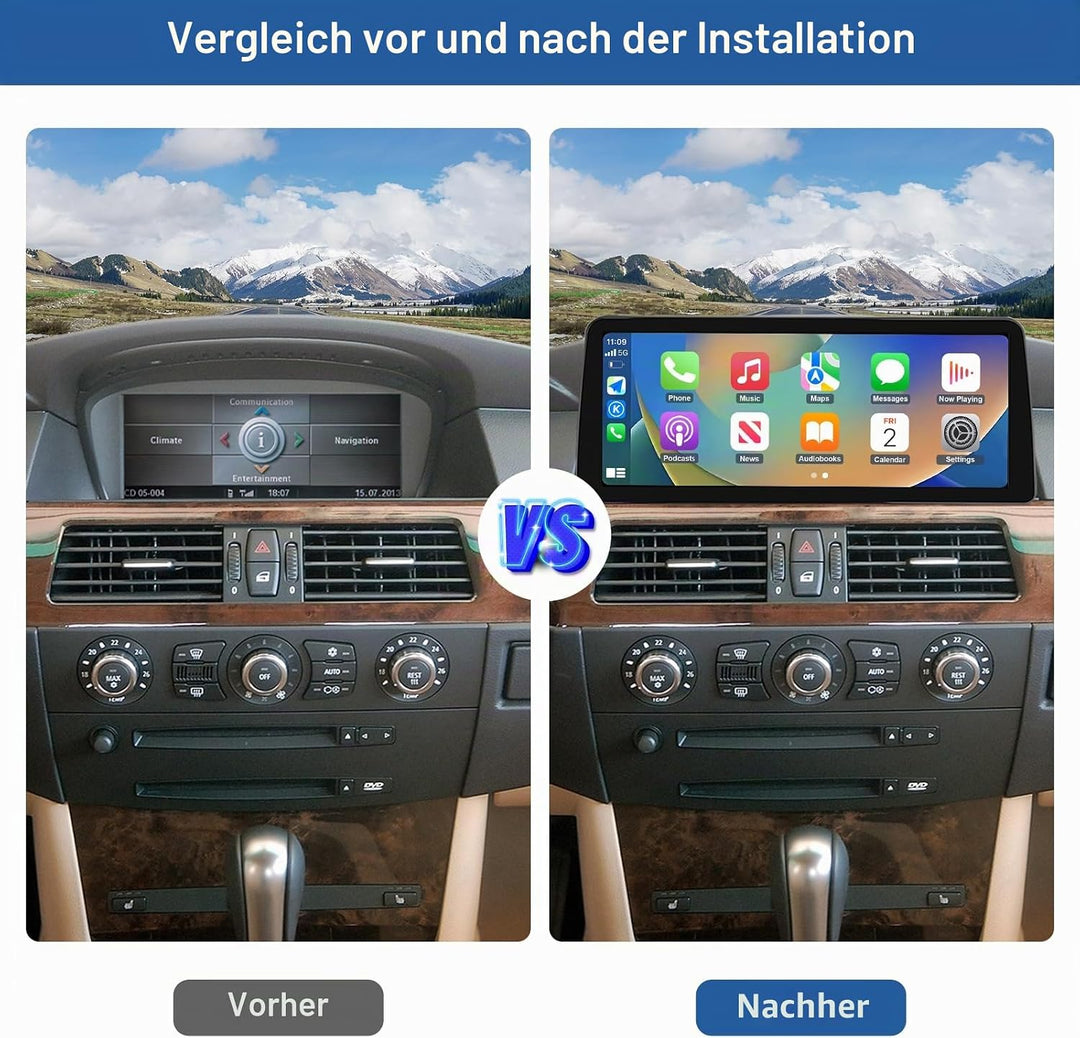 Road Top 12,3 Zoll Ultraschmaler Autoradio Carplay für BMW 5er E60/E61 CCC | 2003-2008 Jahr, Linux H