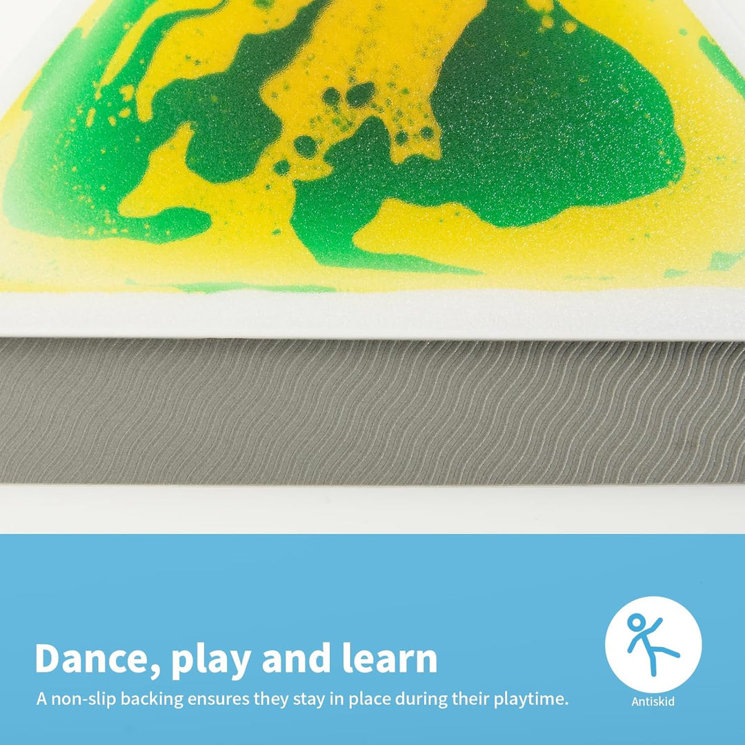 Art3d 4 Stück Flüssige Bodenfliesen Bunte Flüssigkeitsfusion sensorische Fliesen Senroy Tanzspielmat