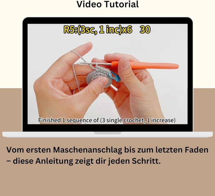 The loop story Häkelset Tiere Löwe Crochet kit mit Video-Kurs (Schritt für Schritt auf English) – Hä
