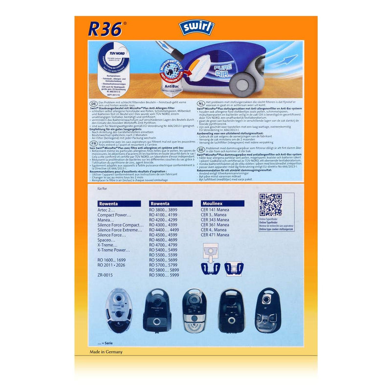 3 x Swirl R 36 MP Plus AirSpace StaubsaugerbeutelStaubbeutel Microvlies