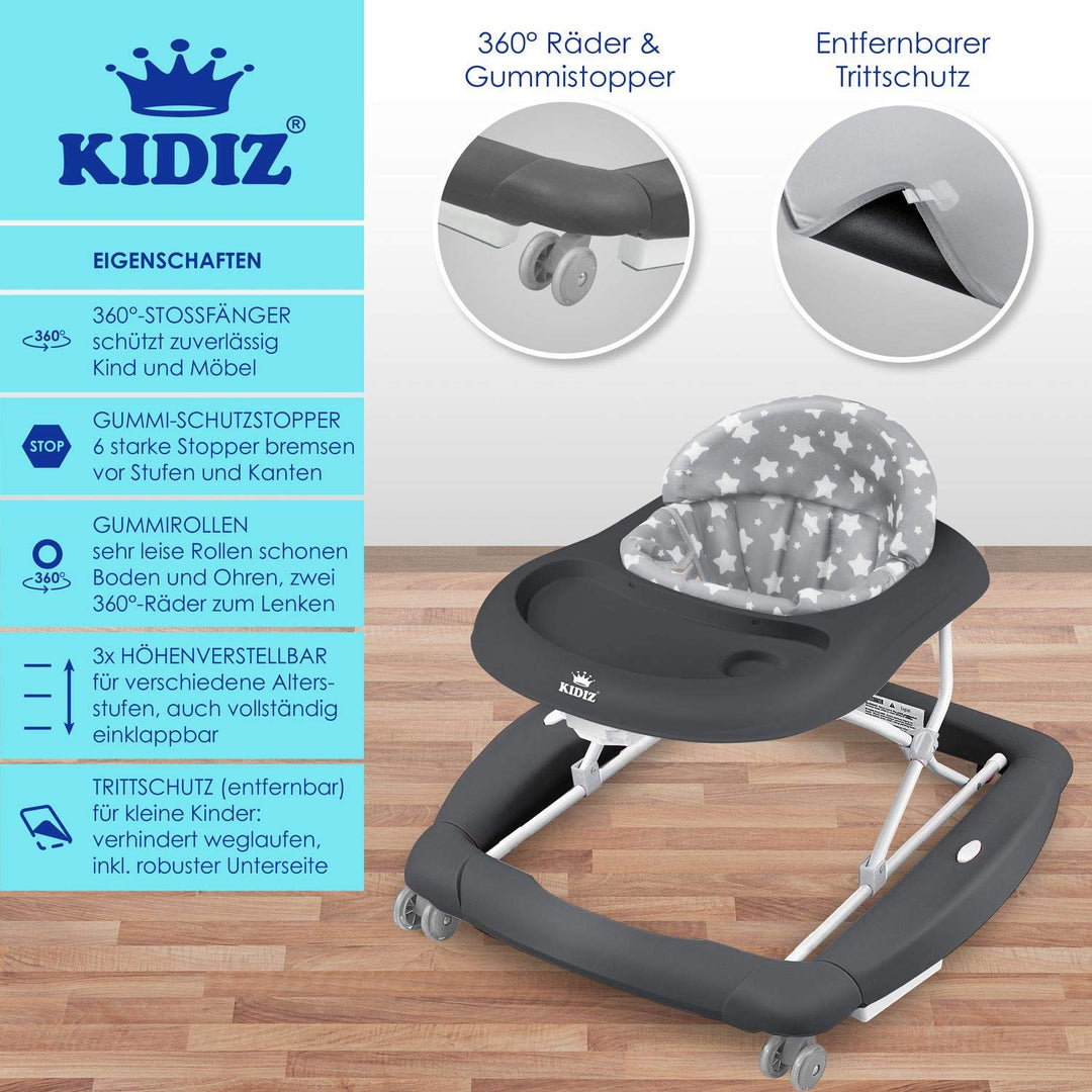KIDIZ® 4in1 Lauflernhilfe Babywalker Spiel- und Lauflernwagen Gehfrei Schaukelfunktion Babywippe mit