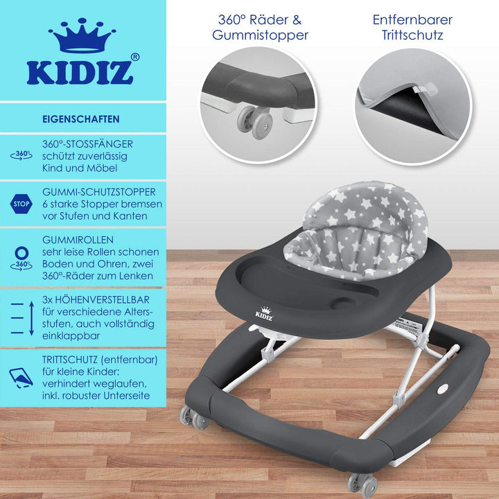 KIDIZ® 4in1 Lauflernhilfe Babywalker Spiel- und Lauflernwagen Gehfrei Schaukelfunktion Babywippe mit