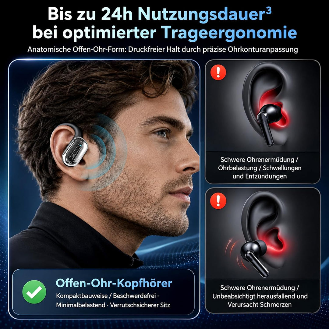 KI-Übersetzungskopfhörer, 144 Sprachen Echtzeit-Übersetzung, Bluetooth 6.1 | 90 Stunden Akkulaufzeit