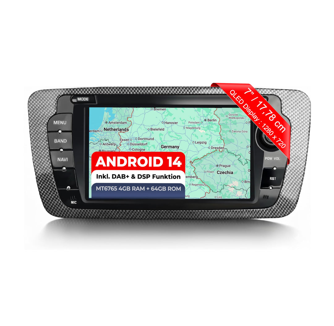 M.I.C. AS7-L2 Android 14 Autoradio mit Navigation: MediaTek MT6765V, 4GB+64GB, 7 Zoll QLED Display,