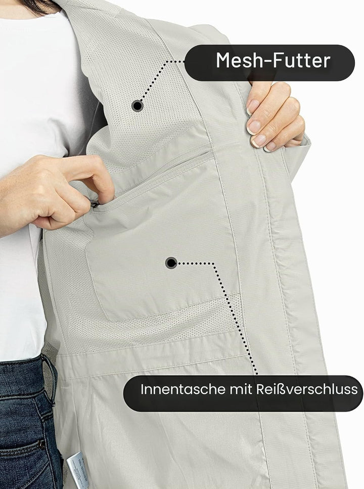 Outdoor Ventures Damen Regenjacke 10000MM Wasserdicht Leichte Gefüttert Packbar Sportjacke Funktions