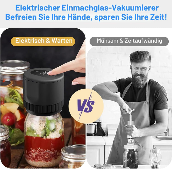 Mason Vakuumiergerät, Elektrisches Einmachglas-Vakuumierer-Kit für breite Öffnung und normale Öffnun