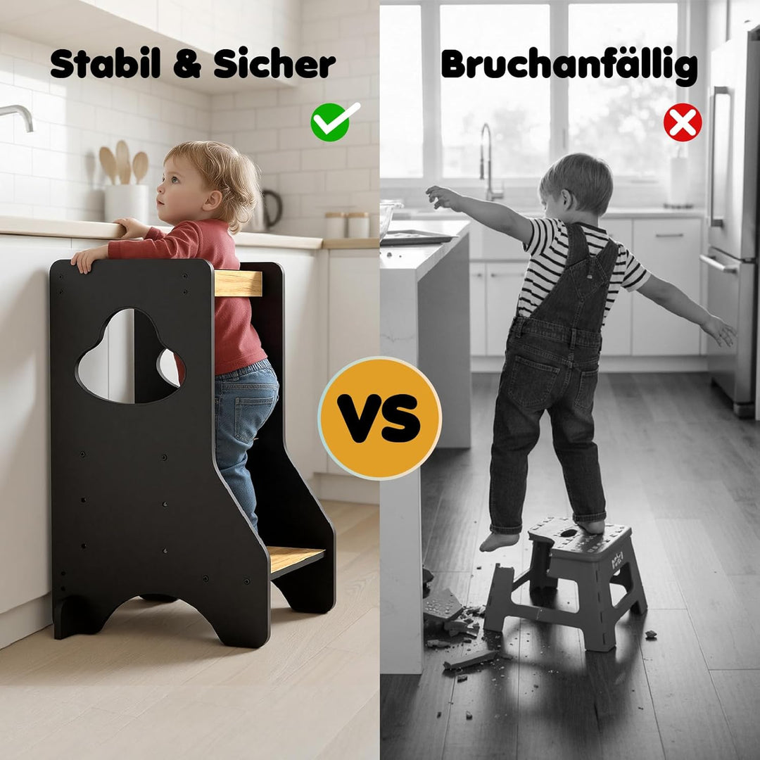 COSYLAND Lernturm ab 1 Jahr - Learning Tower - Höhenverstellbar Montessori Lernturm mit Kippschutz,