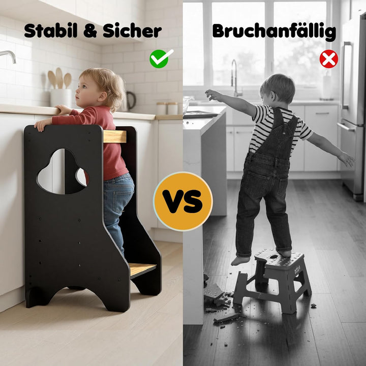 COSYLAND Lernturm ab 1 Jahr - Learning Tower - Höhenverstellbar Montessori Lernturm mit Kippschutz,