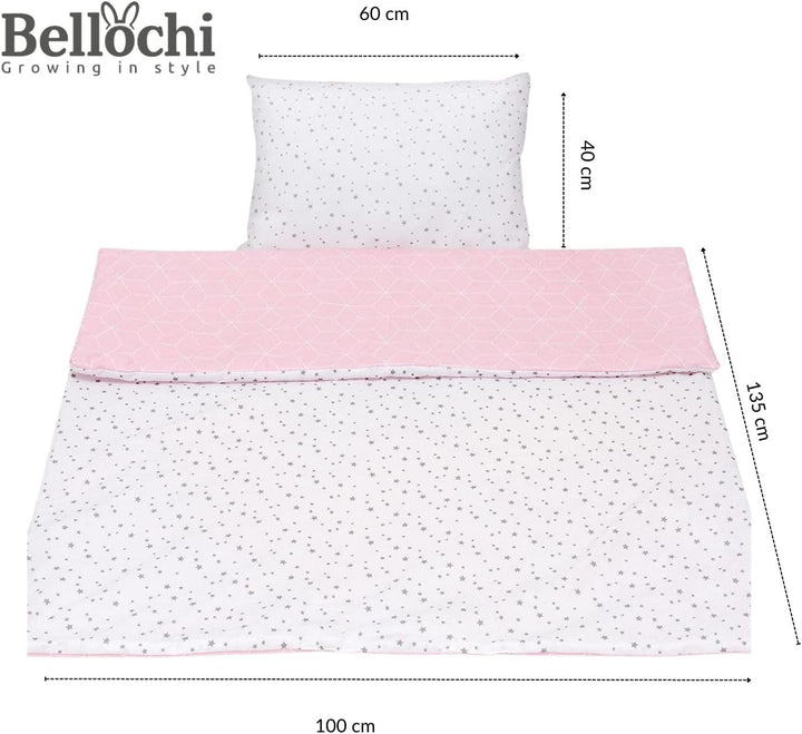 Bellochi Kinderbettwäsche 100x135 aus 100% Baumwolle, Kinderbettdecke 100x135 Set mit Kissen, Kinder