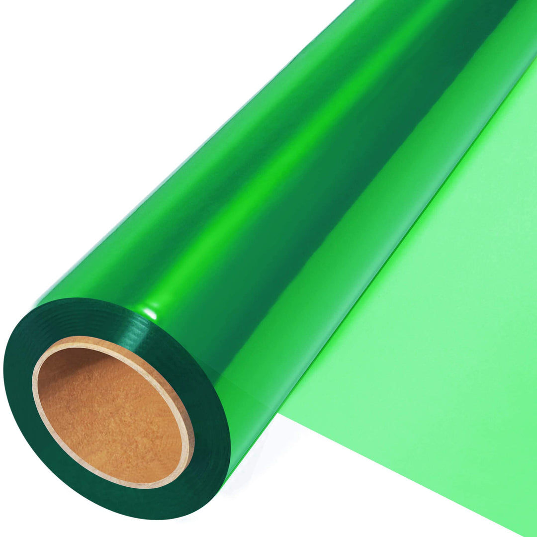Geschenkfolie Transparent Grün 45cm x 30m, 3 Mil Dicke Durchsichtiges Geschenkpapier, Zellophanfolie
