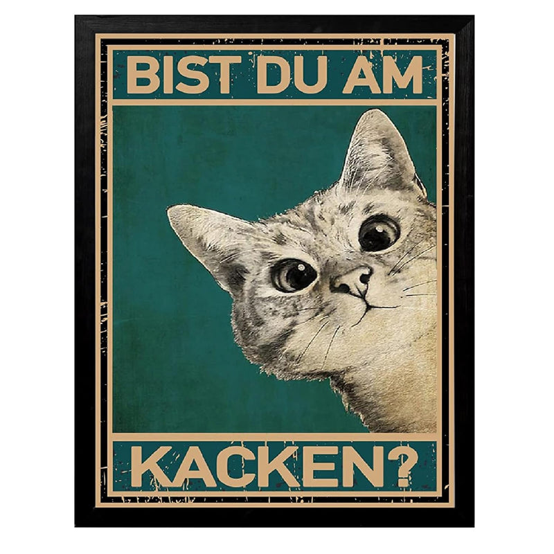 A3 Katze Bild Poster, Bist du am kacken Badezimmer Bilder, Vintage Lustige Wanddekoration für Bad WC