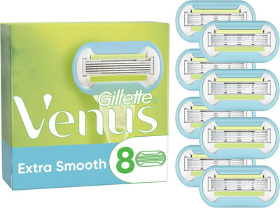 Gillette Venus Extra Smooth Rasierklingen Damen, 8 Ersatzklingen für Damenrasierer mit 5-fach Klinge
