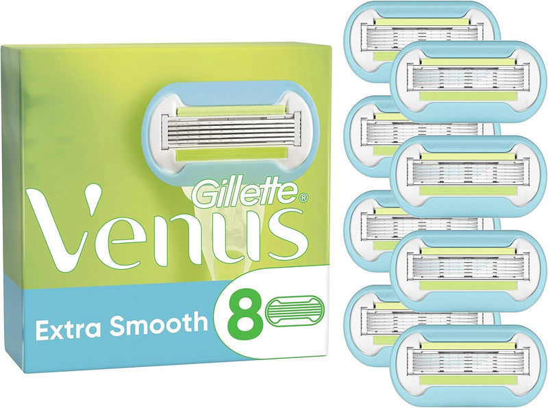 Gillette Venus Extra Smooth Rasierklingen Damen, 8 Ersatzklingen für Damenrasierer mit 5-fach Klinge
