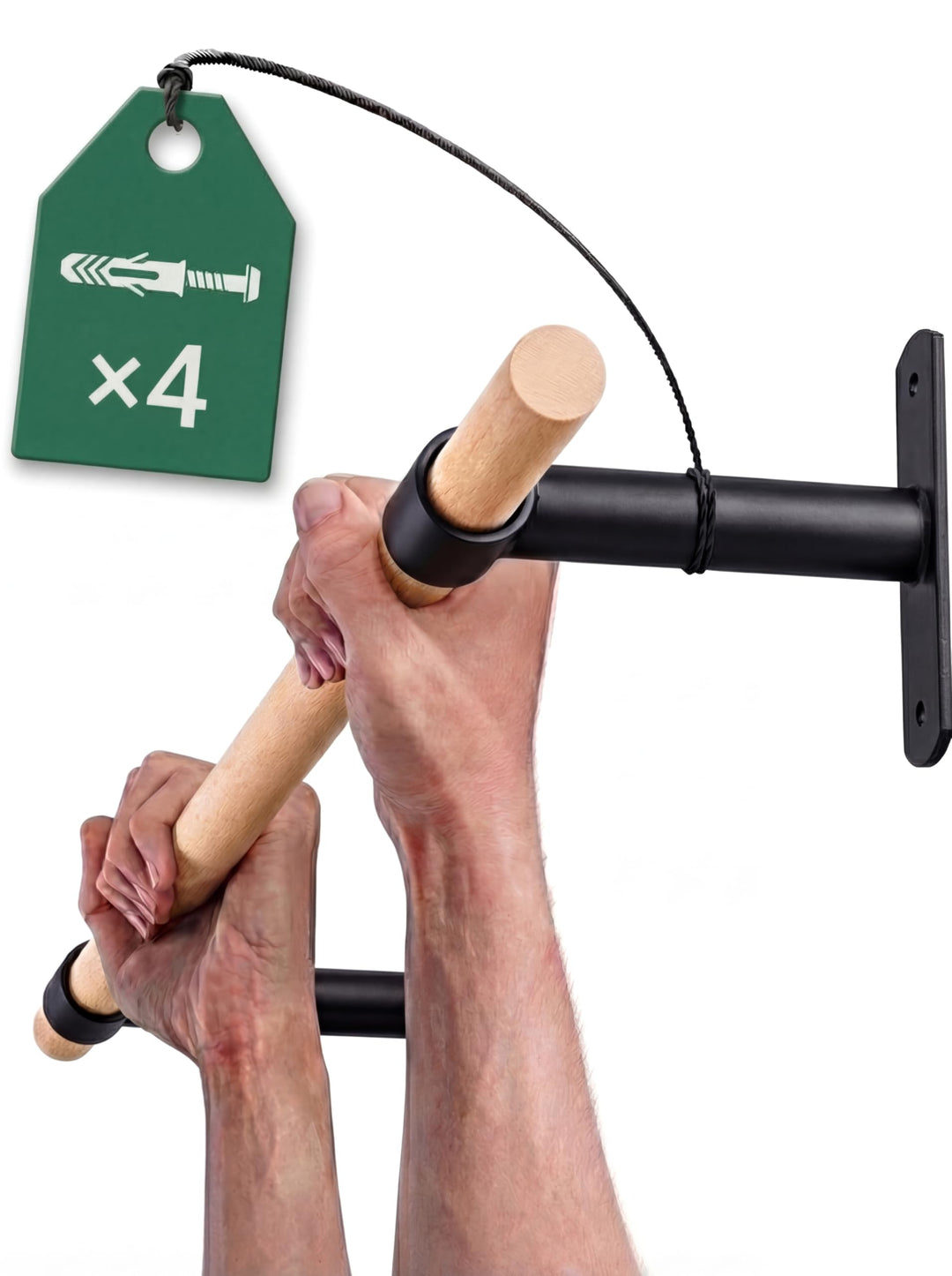 Klimmzugstange Wand - Platzsparende Pull Up Bar aus Holz zur festen Wandmontage - stilvolles Design