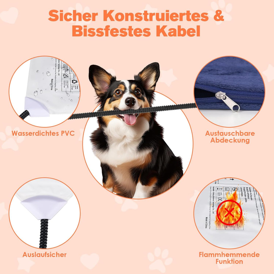 Haustier Heizdecke für Gross Hund, Katze Heizkissen mit Timing & Temperatur Einstellbar Heizmatte fü
