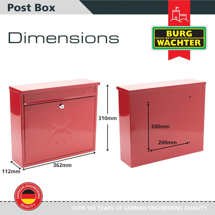 Sterling MB02G Elegance Briefkasten, Rot, Rot