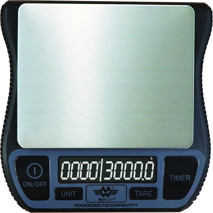 My Weigh Barista Waage Wasserfeste Küchenwaage mit Timer & USB wiederaufladbar 3000 g x 0,1 g
